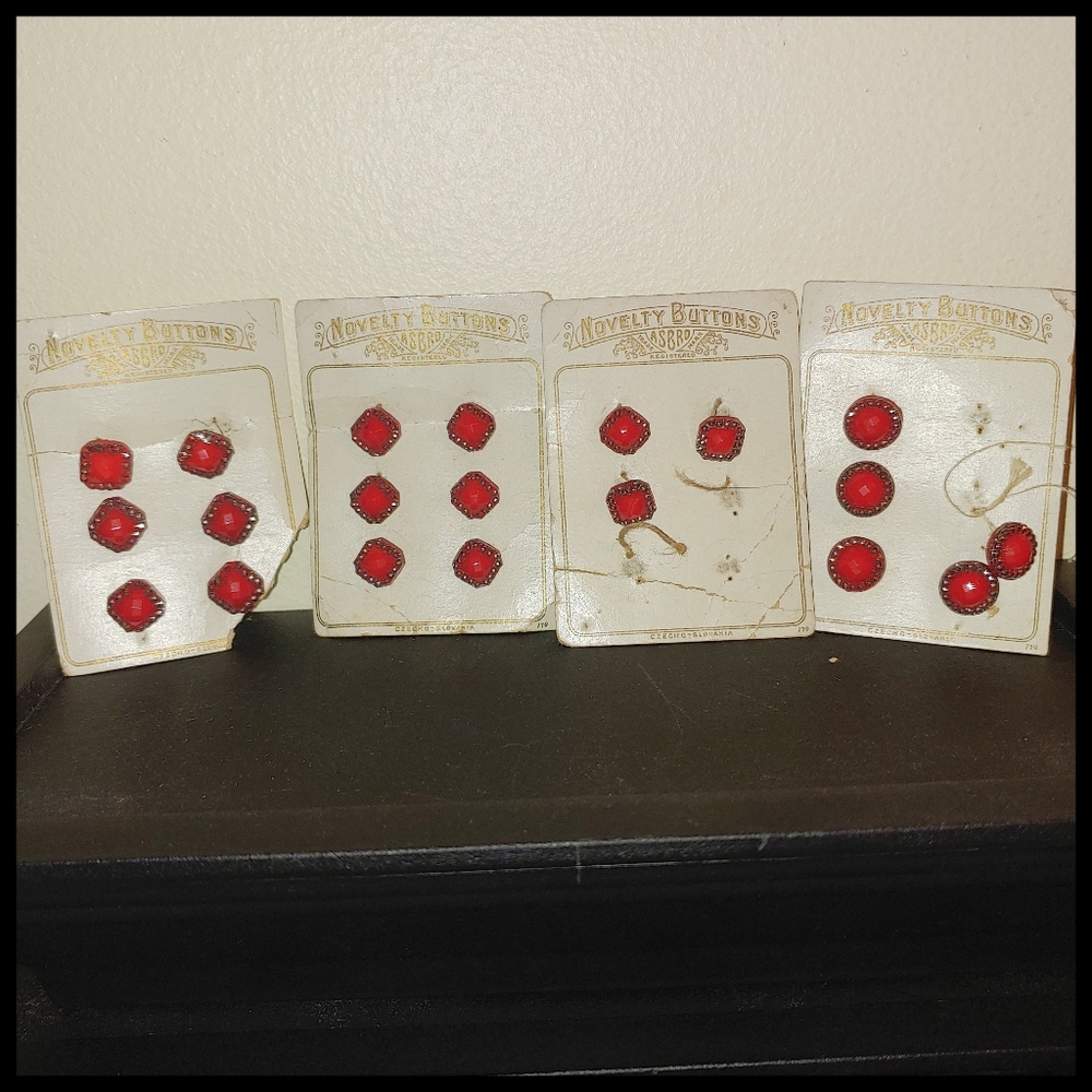 Hand Painted Vintage Czech Glass Buttons